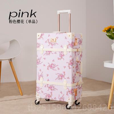 高档uiwlke行r覆古旅行n箱女拉杆箱万向轮碎花李箱登机箱a20寸皮