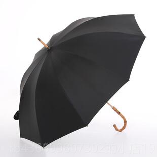 正品10骨黑抗风子竹节雨伞男大号简约色长细格英伦风复古绅士手动