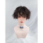 正品 儿假发女可爱短卷发米烫自然短发假整顶时尚 网贝红毛羊毛卷短