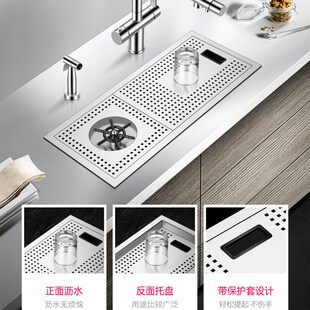 阿萨斯304不锈钢全自动嵌入洗杯器水槽高压奶茶咖啡酒水吧台单槽