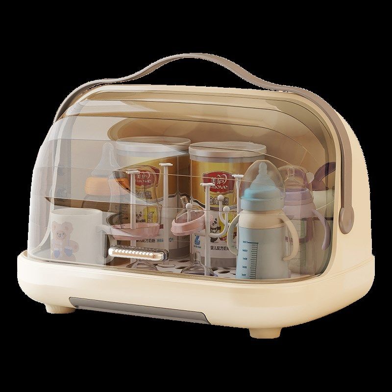 放宝宝奶瓶收纳箱沥水架子餐具碗筷置物架带盖防尘婴儿辅食收纳盒
