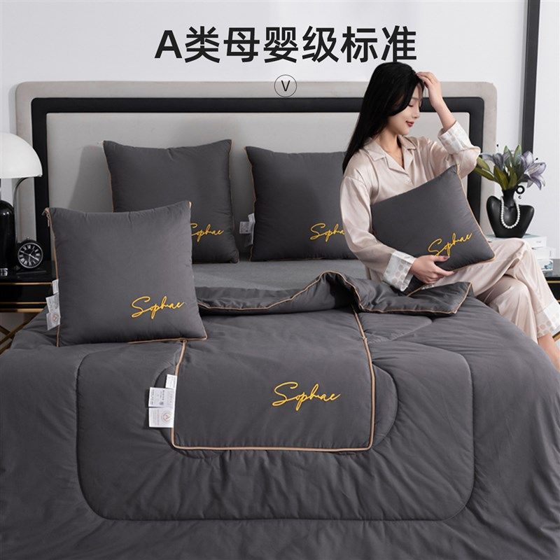 A类纯棉抱枕被子汽车新款午睡毯二合一抗菌高档车载抱枕盖毯两用