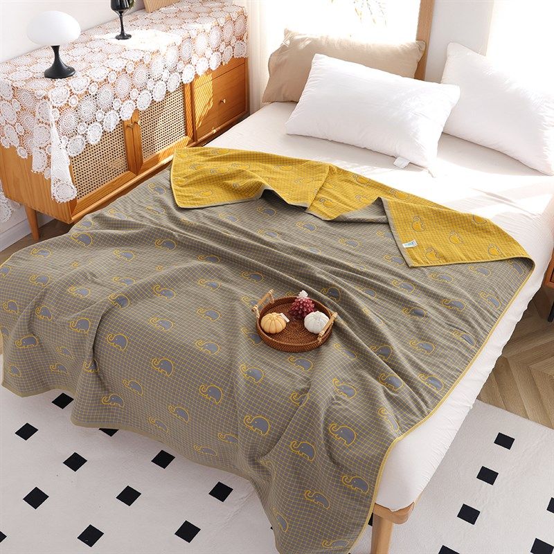 卡通纯棉纱布盖毯新款四季通用午睡沙发毯单人全棉成人家用毛巾被