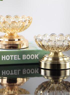 羽毛迷你玻璃水果盘新中式现代简约家居软装果盘装饰器皿摆件小物