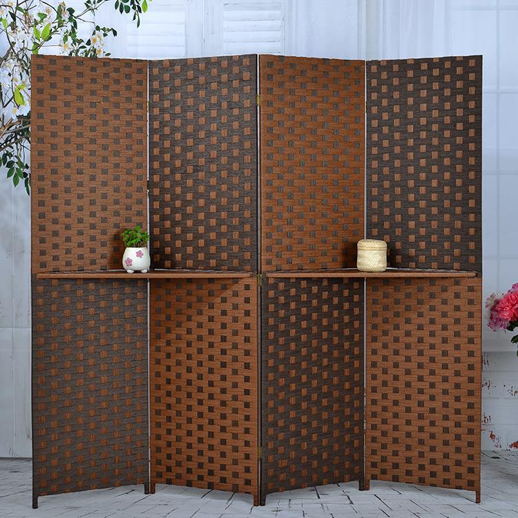 藤编屏风隔断客厅酒店办公会所养生馆用实木玄关移动折叠隔断屏風