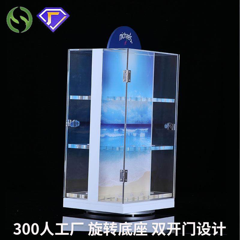 定做旋转亚克力展示柜 珠宝首饰样品陈列架 多层透明亚克力置物架