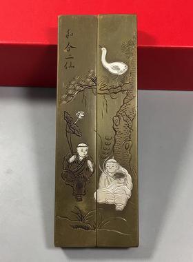 古玩收藏铜镇尺和合镇尺摆件