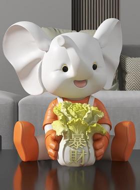 创意小象白菜桌面摆件电视柜酒柜玄关茶几乔迁新居搬新家装饰品