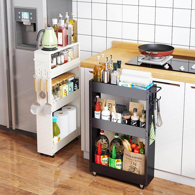 移动冰箱置物架厨房卫生间柜夹缝收纳架洗衣机缝隙架冰箱侧面窄架