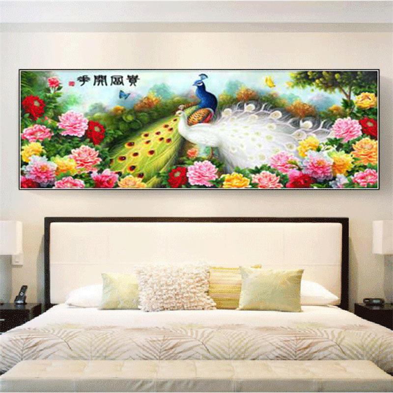 5d钻石画满钻新款客厅花开富贵2021年钻石绣点贴钻十字绣砖石孔雀