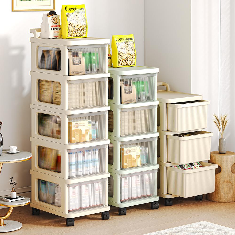 可移动小推车置物架抽屉式零食多层塑料储物架玩具婴儿用品收纳架