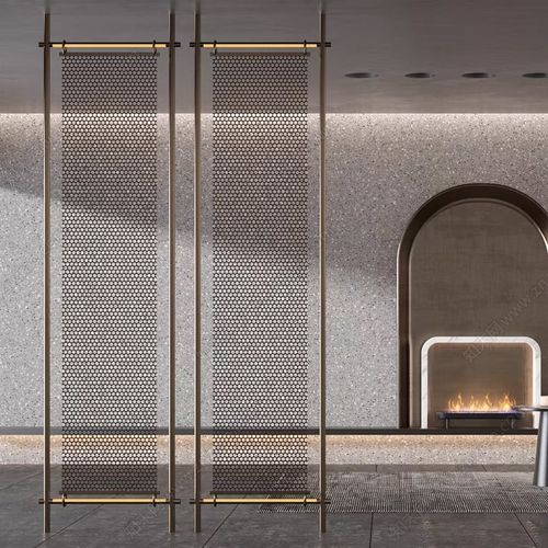铁艺屏风隔断金属网帘格栅定制不锈钢装饰幕墙创意隔断loft工业风
