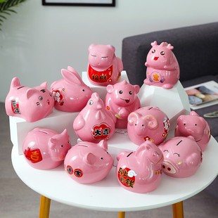 十二生肖陶瓷存钱罐储钱罐储蓄罐鼠牛虎兔龙蛇马羊猴鸡狗猪摆件