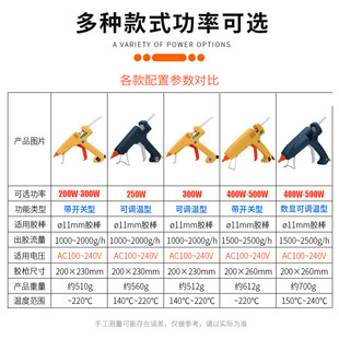 工业级热熔胶枪大功率500W数显调温恒温加长枪嘴扁嘴300W400W胶棒