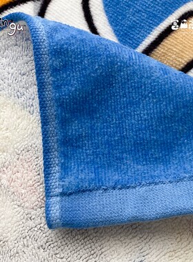 富山商店 x Pingu企鹅家族 可爱卡通蓝色毛巾A类100%棉方巾洗脸巾