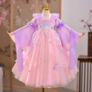 汉服女童秋款2023新款儿童春秋古风超仙唐装女孩中国风连衣裙秋季