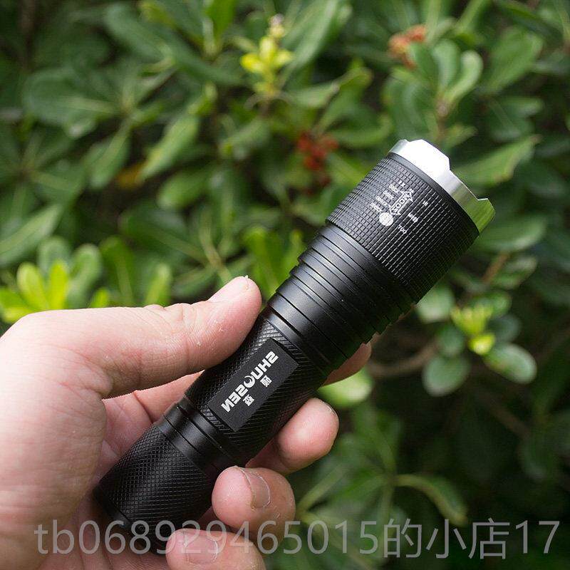 正品硕森强光手电筒可充电家用超亮2l远射T6户外ed小变焦耐用L探