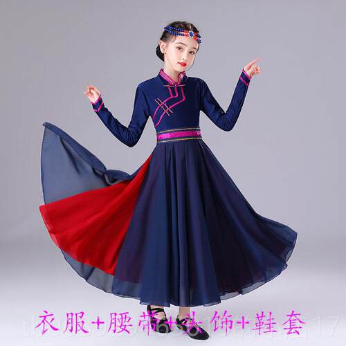 正品儿童蒙舞蹈表演演服装古白马鸿雁顶碗舞筷族子舞少数民族舞台