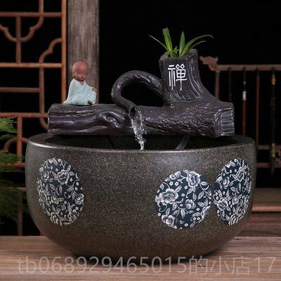 正品鱼景镇德陶瓷鱼缸大小号乌缸龟荷花缸睡莲盆循环流水客厅风水