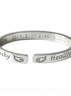 正品宝宝银手9镯定制刻男9字婴儿童女孩9纯银长命锁做周岁满月礼