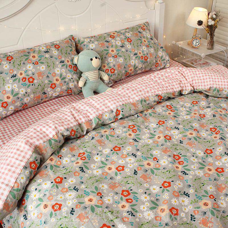 正品硕纯棉四件套全三件套 学生宿舍床上被套床单斜纹棉果布棉床