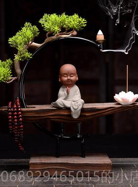 正品新中房国软风家禅宗和尚装饰品客厅茶室小书办公室陶瓷小和尚