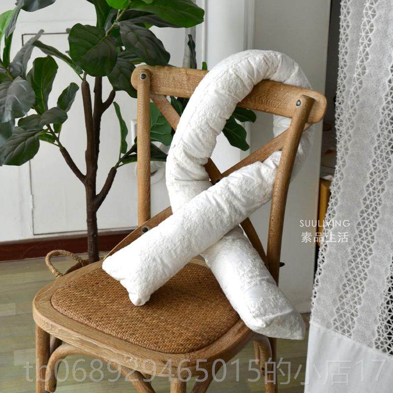 正品欧式花is蕾丝圆柱形糖果枕抱枕白色麻棉床头腰枕n碎布艺装饰