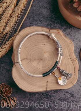 正品银手流镯女99纯银复实心苏古法宫铃吊坠推民族风古风拉古拢银