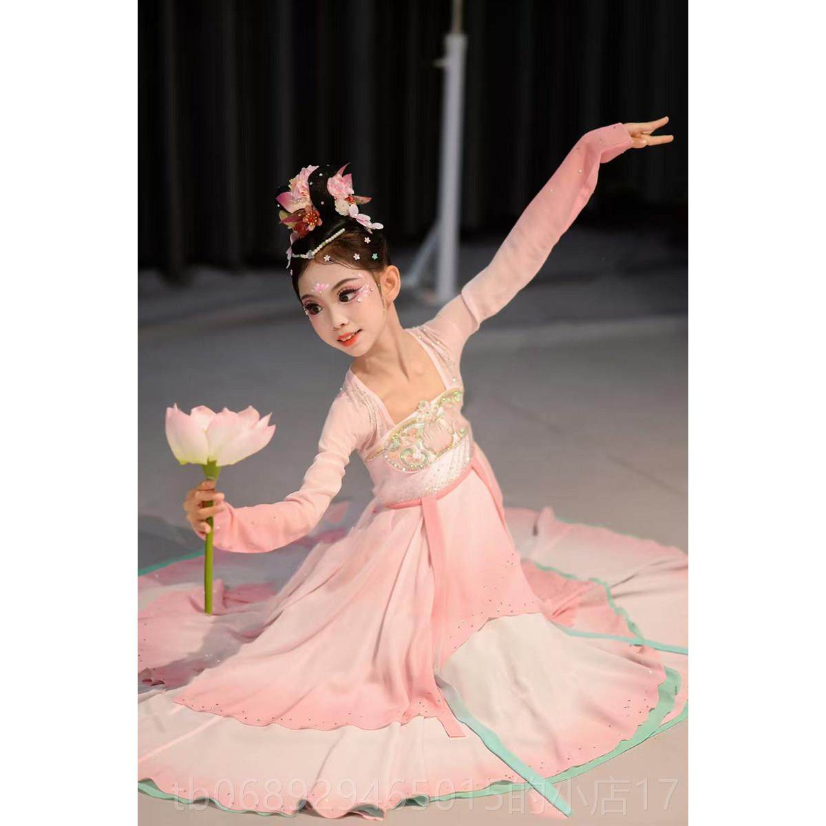 正品桃古典服舞蹈女戏莲同款池上飘逸纱裙艺考独舞群李舞儿杯童表,童装/婴儿装/亲子装,儿童演出服,淘宝优惠券,粉丝福利购,淘宝优惠卷