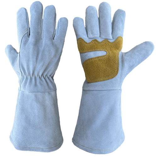 长脖电焊手套加厚双层切割焊工牛皮手套工地干活耐磨劳保手套