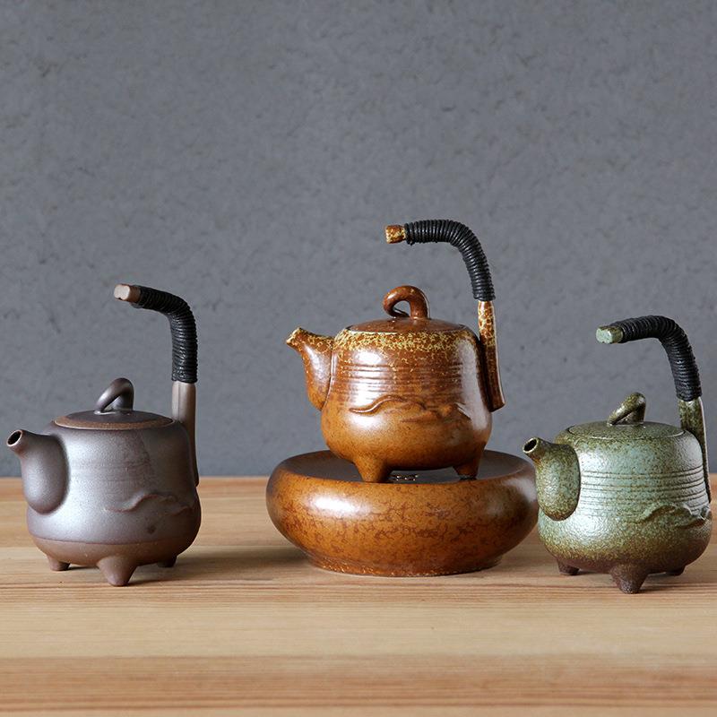 德玉堂仿古提梁壶 粗陶窑变茶具泡茶 陶瓷功夫茶具套装紫砂壶