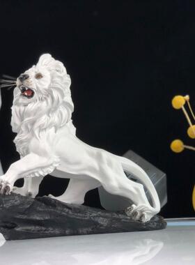 北欧树脂工艺品咆哮狮子摆件家居电视柜玄关办公室装饰品送礼佳品