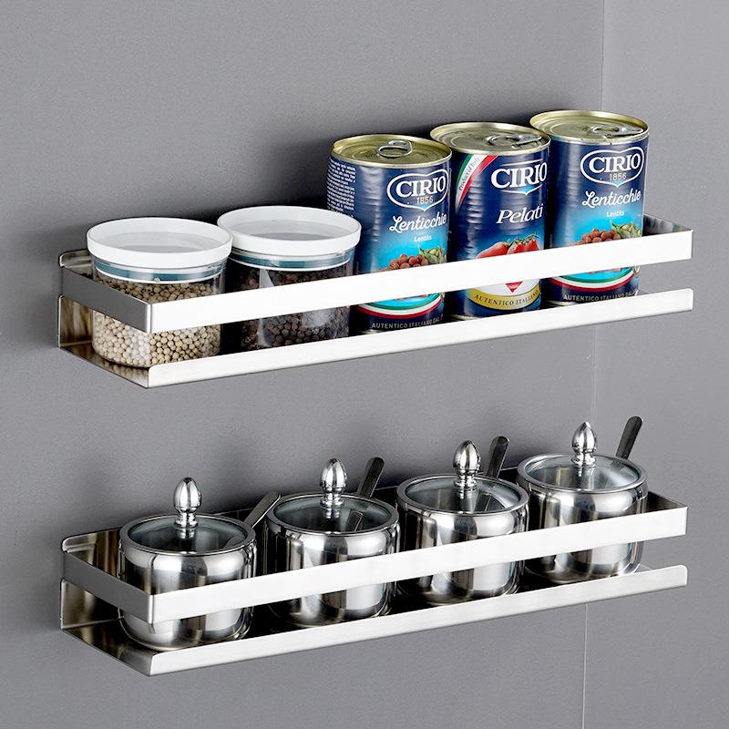 304不锈钢浴室厨房置物架壁挂免打孔调味架调料架多用收纳架子