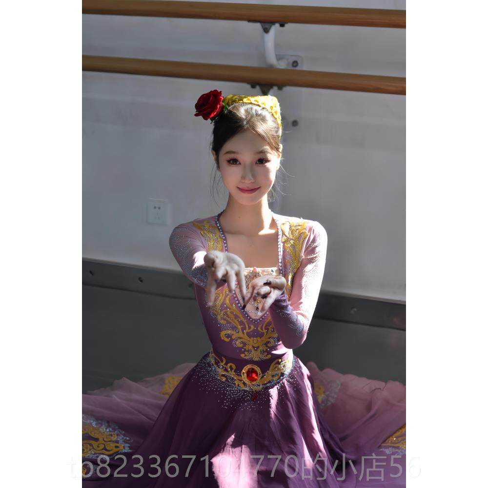 高档新疆维吾演尔族蹈出服装艺考定维族舞练功大摆裙少数民族制表