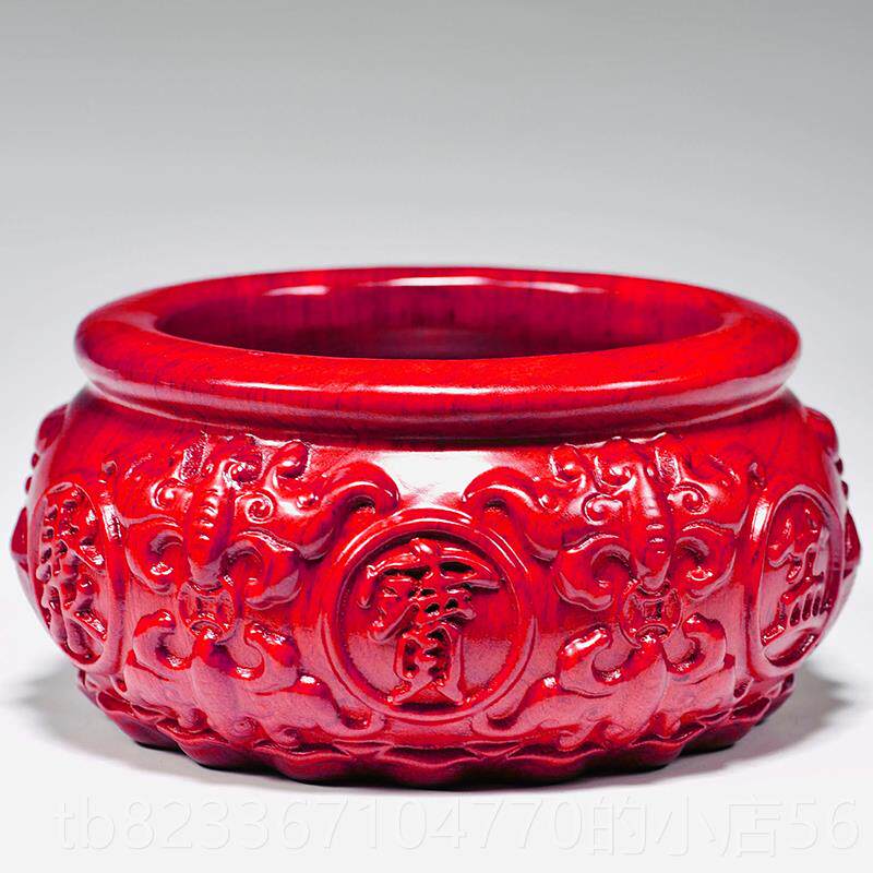 高档聚宝盆摆件花梨实雕刻开业送烟灰缸玄关饰收纳装红木工艺礼礼