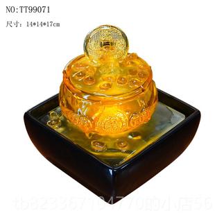 高档水晶球滚动业风水招财宝盆流水财生摆件循环聚水桌面小喷泉开