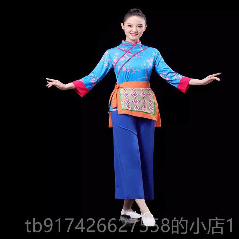 新款莓茶娘爽门亮广场舞装套装春夏采茶舞服斗笠舞蹈装大妈演服出