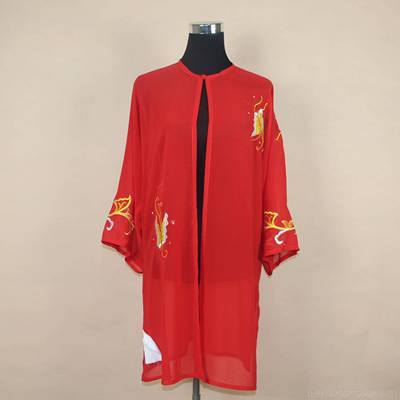新款云武刺行绣太极服刺绣梦表习演武蝶服红色表演服装三件套