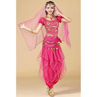 高档印度舞蹈成表演服装人皮肚舞服装新短西装裤天竺女孩表演服袖