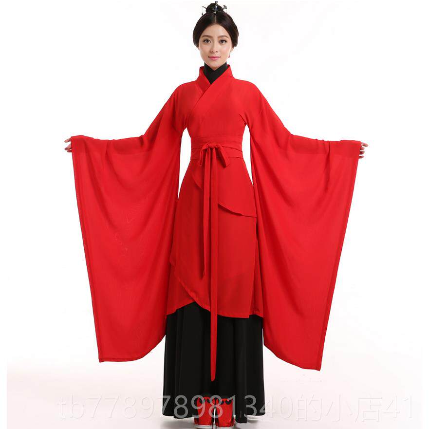 高档汉服曲裾汉舞仙女古典舞大衣舞红色装古大袖舞礼仪之邦蹈服演