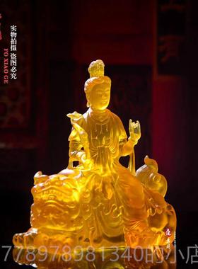 高档孝阁树脂仿琉璃厅文殊菩萨佛佛像居家供奉佛摆像客装饰件厂家