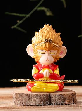 高档齐天大陶圣黑神悟空手办瓷人物车装饰话鱼缸造景禅意家居摆载