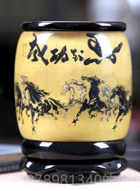 高档办公办桌旋转笔筒轻奢高级中感国风创意礼公室桌面摆件毕业物