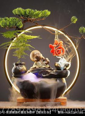 高档式流水生件财摆家居客厅办室公桌中面创意陶瓷招财猫装饰开业