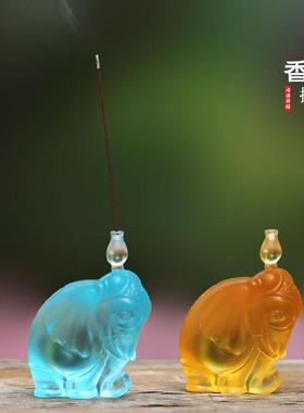 琉璃福象香插线香香座摆件居家客厅茶室办公熏香线香香器茶具配件