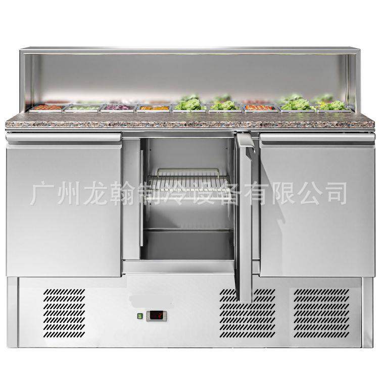 欧款不锈钢沙拉披萨台撒料三文治沙拉柜冷柜 风冷冷藏工作台冰柜