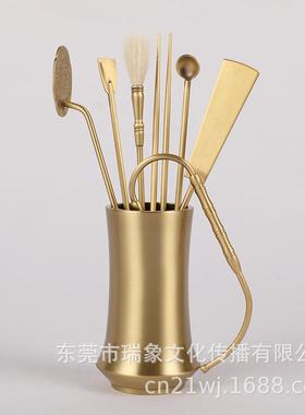 8.5厘米竹节香道瓶黄铜/薰香炉铜花瓶香事瓶香道工具收纳瓶