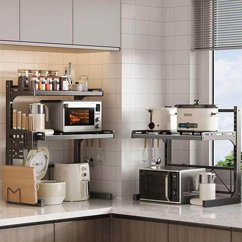 可伸缩微波炉置物架台面多功能家用烤箱架厨房电饭煲上方收纳架子