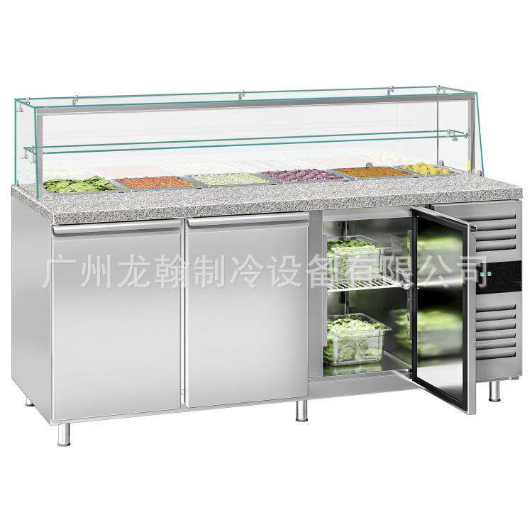 保鲜工作台沙拉台商用冷藏柜披萨小菜冰箱水果捞展示冰柜带玻璃罩