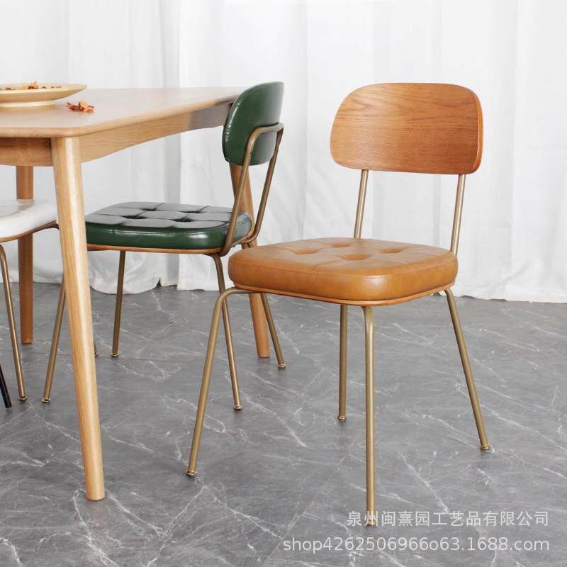 中古风复古铁艺餐厅软包loft椅子酒吧饭店靠背凳子工业风餐椅